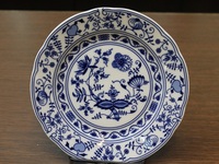 Plate deep 23 cm, decor blue onion