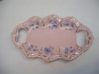 Pink porcelain - forget-me-not decor - tray 16cm