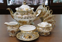 Tea set, decor FR gold rose