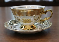 Set of teacups & saucers 200 ml, decor FR gold