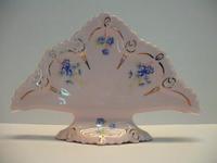 Pink porcelain - forget-me-not decor - napkin holder