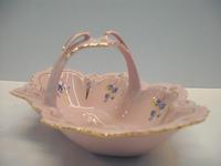 Pink porcelain - forget-me-not decor - basket