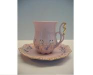 Tall coffee cup with soucer, decor Lenka 0247